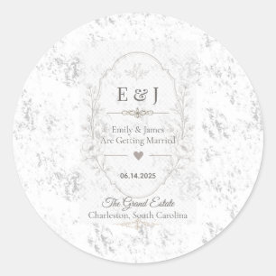 Luxury Romantic Wedding Celebration Design Classic Round Sticker