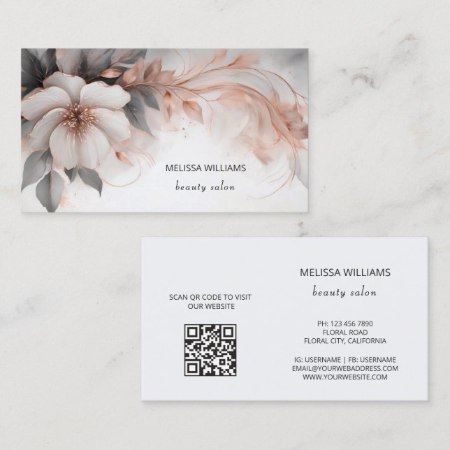 Luxury Rose Gold 3D Flower Business Card (Front/Back)