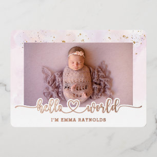 Luxury Rose Gold Baby Girl Birth Announcement Card