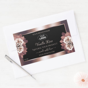 Luxury Rose Gold Black Floral Product Labels Logo