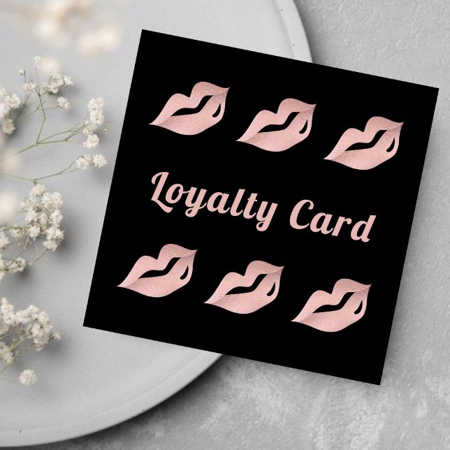 Luxury Rose Gold & Black Lips Glamour Loyalty Card (Creator Uploaded)