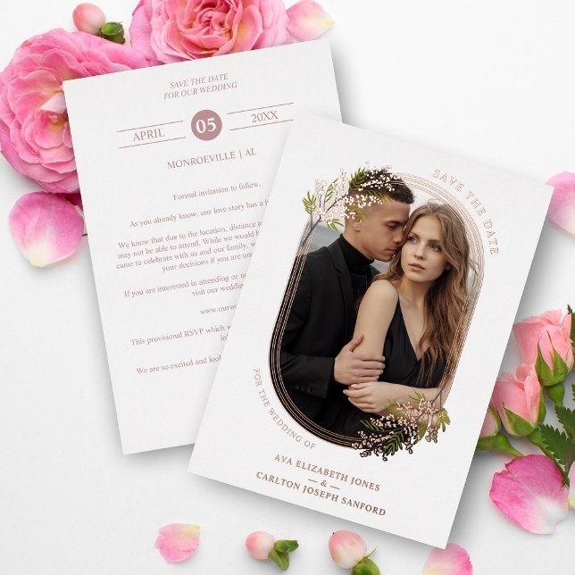 Luxury Rose Gold Branches Leaves Oval Frame Photo (Creator Uploaded)