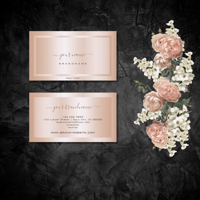 Luxury Rose Gold Effect with Frame Professional Business Card (Creator Uploaded)