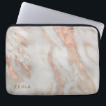 Luxury rose-gold faux marble texture laptop sleeve<br><div class="desc">White and rose-gold luxury faux marble texture. Optional monogram.</div>