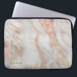 Luxury rose-gold faux marble texture laptop sleeve<br><div class="desc">White and rose-gold luxury faux marble texture. Optional monogram.</div>