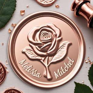 Luxury Rose Gold Faux Wax Flower Seal Sticker