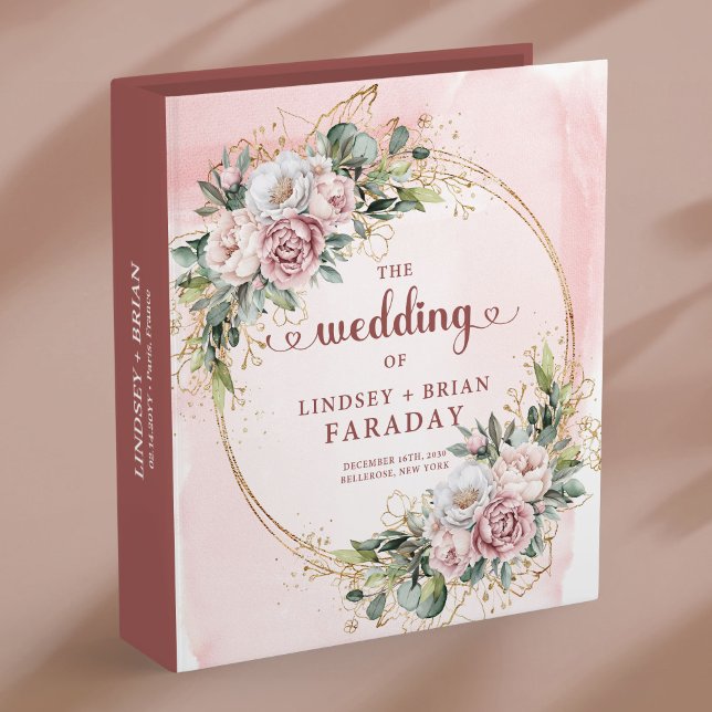 Luxury Rose Gold Flowers Wedding Ring Binder (Luxury Rose Gold Flowers Wedding Ring Binder)