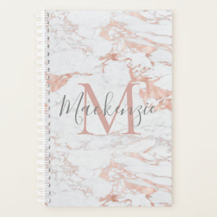 Luxury Rose Gold Foil   Marble Monogram Planner