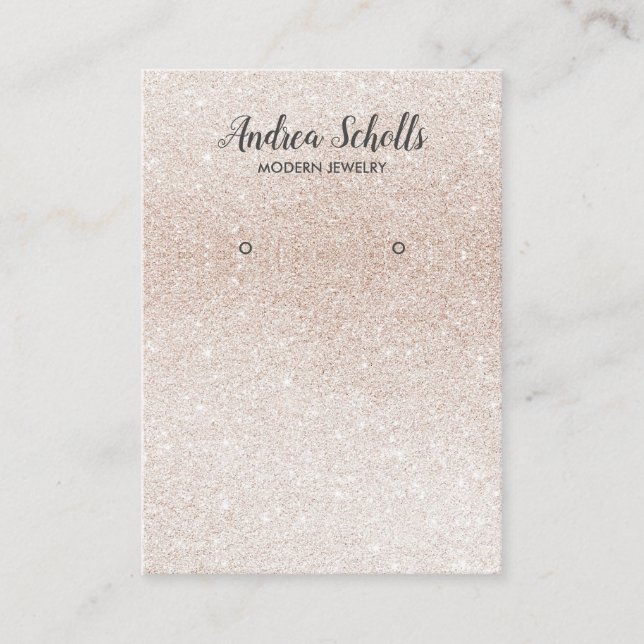 Luxury Rose gold glitter jewellery  Earring Displa Business Card (Front)