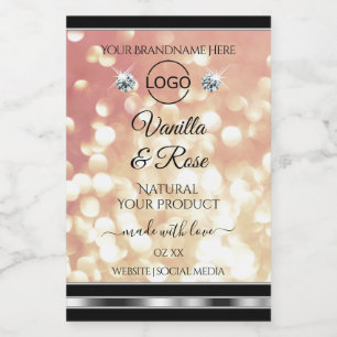 Luxury Rose Gold Glitter Product Label Jewels Logo