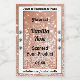 Luxury Rose Gold Glitter Product Labels Diamonds