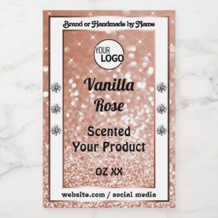 Luxury Rose Gold Glitter Stars Product Labels Logo