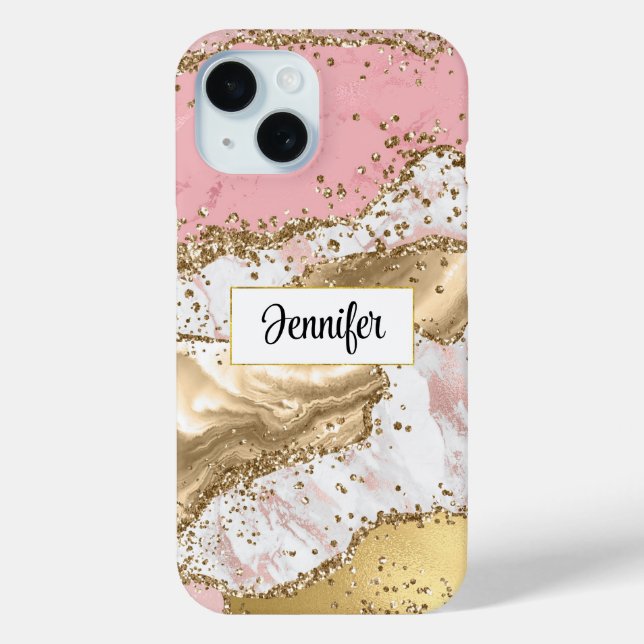 Luxury Rose Gold Pink Marble Design Case-Mate iPhone Case (Back)