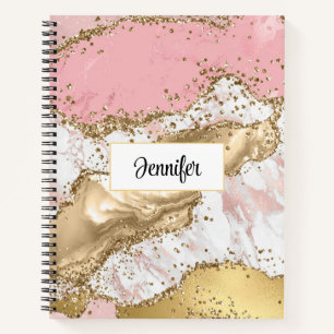 Luxury Rose Gold Pink Marble Design Notebook