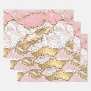 Luxury Rose Gold Pink Marble Design Wrapping Paper Sheet