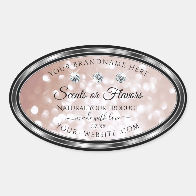 Luxury Rose Gold Product Labels Dazzling Jewels (Front)