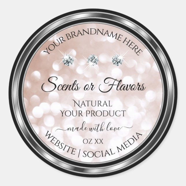 Luxury Rose Gold Product Labels Dazzling Jewels (Front)