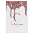 Luxury Rose Gold Sparkle Dripping Glitter Monogram