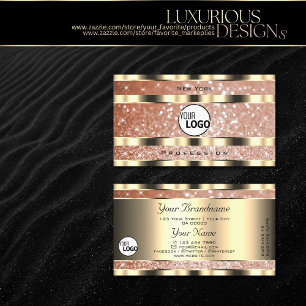 Luxury Rose Gold Sparkle Glitter with Logo Golden  Business Card