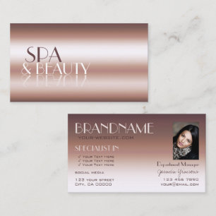 Luxury Rose Gold Stylish Mirror Letters with Photo Business Card