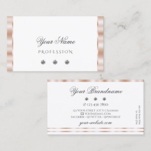 Luxury Rose Gold White Sparkling Jewels Stylish Business Card