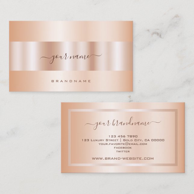 Luxury Rose Golden Shimmer Professional and Simple Business Card (Front/Back)