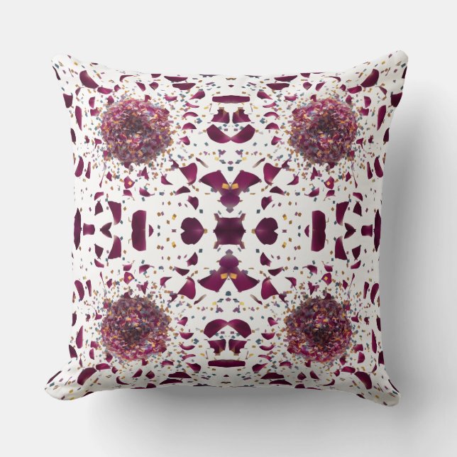 Luxury Rose Petal Confetti Explosion Romantic Throw Pillow (Front)