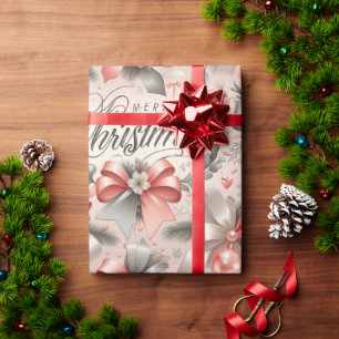 Luxury Rose Red Merry Christmas Wrapping Paper