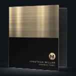 Luxury Round Gold Monogram Binder<br><div class="desc">Elevate your organization game with this luxurious round gold monogram 3-ring binder. The elegant design features a stunning gold monogram on a sleek black brushed background, making it the perfect accessory for any stylish office or workspace. The binder is made with high-quality materials and features durable metal rings. Personalize it...</div>