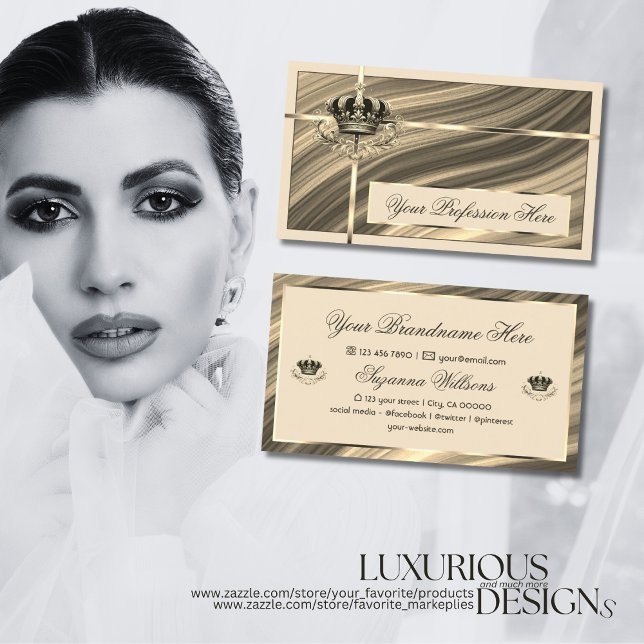 Luxury Royal Beige Gold Crown Luxurious and Noble Business Card (Creator Uploaded)