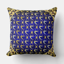 Luxury Royal Blue and Gold Hearts Pillow