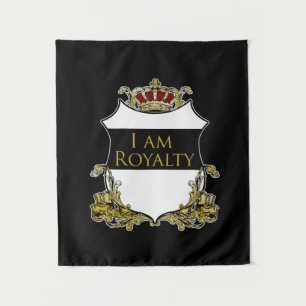 Luxury Royal Crown Crest Gold Shield Regal Tapestry