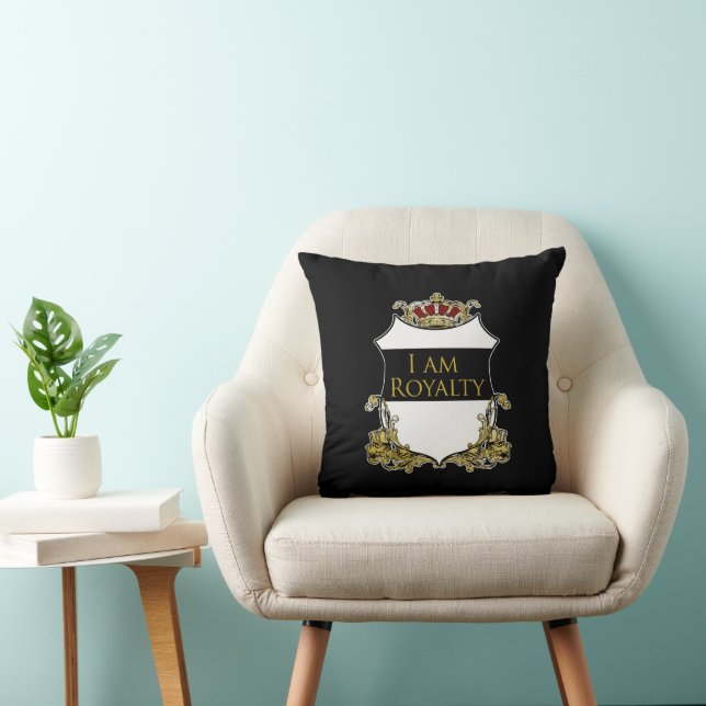 Luxury Royal Crown Crest Gold Shield Regal Throw Pillow (Chair)