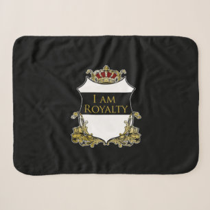 Luxury Royal Crown Crest Gold Shield Sherpa Blanket
