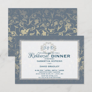 Luxury Royal Damask Rehearsal Dinner Card