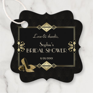 Luxury Royal Gold Black Art Deco 1920s Wedding  Favour Tags