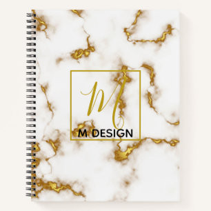 Luxury Royal Marble Gold Monogram Business design Notebook