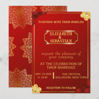 Luxury Royal Red and Gold Mandala Wedding Invitation