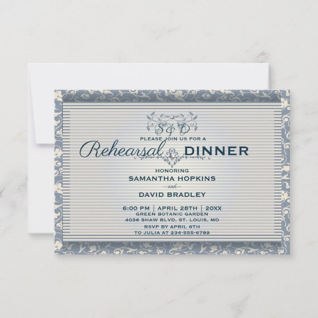 Luxury Royal Vintage Rehearsal Dinner Card (Front)
