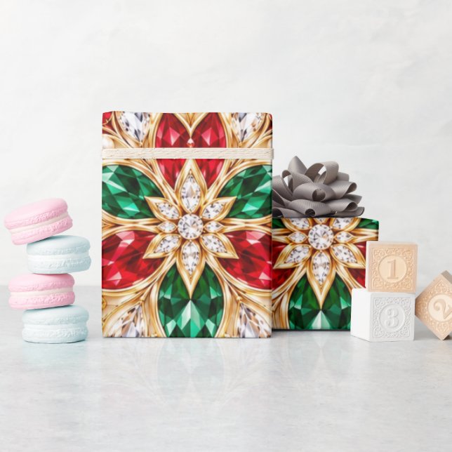 Luxury Ruby Emerald Christmas Wrapping Paper (Baby Shower)
