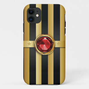 Luxury Ruby Gemstone Gold Stripes iPhone 5 Case