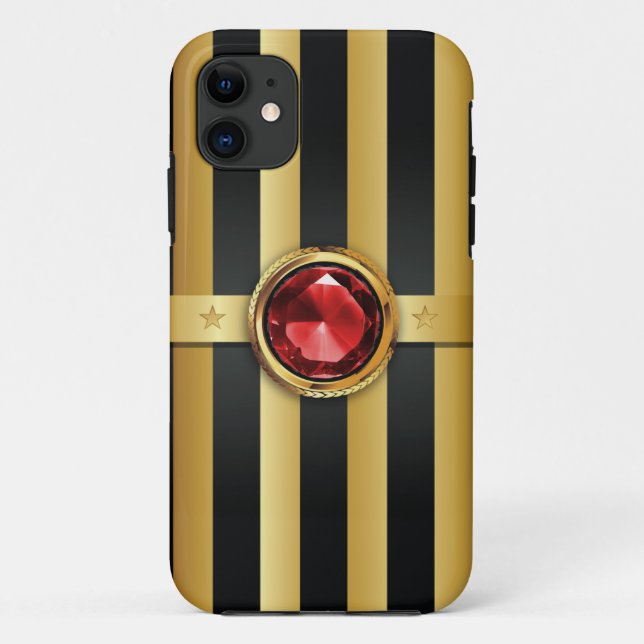 Luxury Ruby Gemstone Gold Stripes iPhone 5 Case (Back)