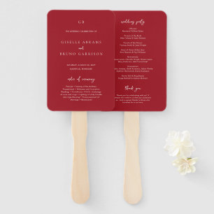 Luxury Ruby Red Elegant Wedding Program Hand Fan