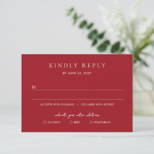 Luxury Ruby Red Elegant Wedding RSVP Card