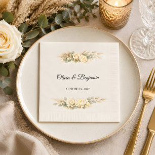 Luxury Rustic Personalized Wedding Napkin