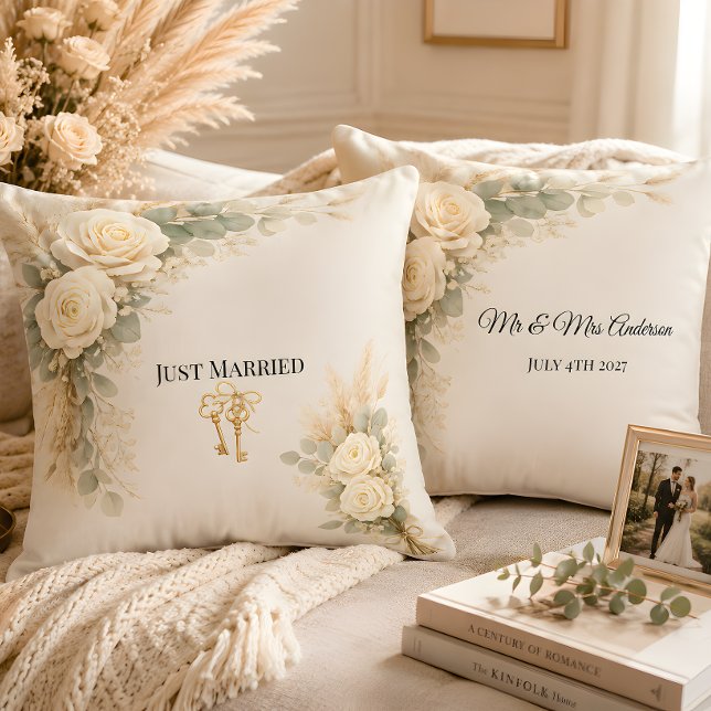 Luxury Rustic Themed Wedding Throw Pillow (Part of the luxury rustic wedding collection, throw pillow, different design on each side. )
