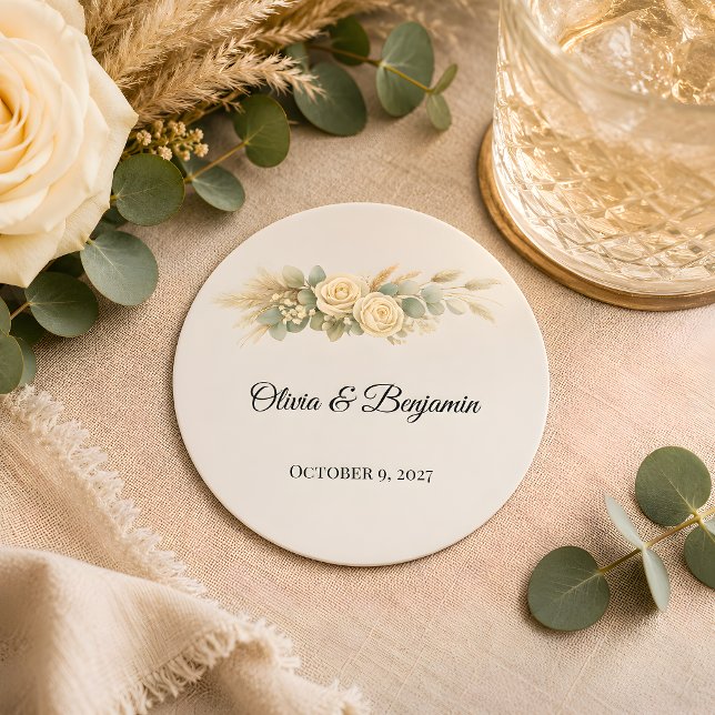 Luxury Rustic Wedding  Round Paper Coaster (Part of the luxury rustic wedding theme collection, coaster)