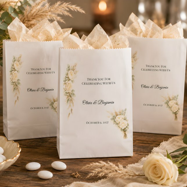 Luxury Rustic With Pampas Grass Florals  Favour Bag (Part of the luxury rustic wedding them collection, favor bags)