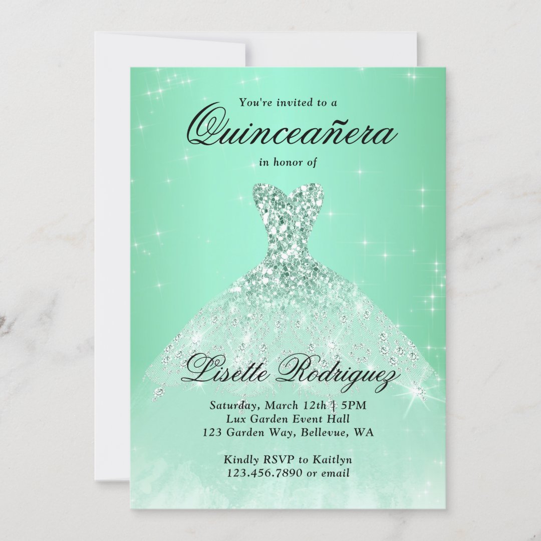 Luxury Sage Green 15th Birthday Quinceanera Invitation Zazzle
