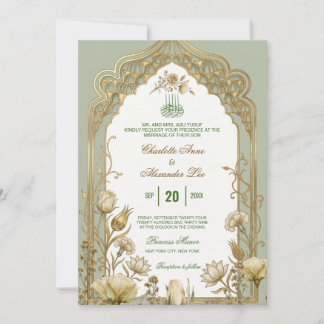Luxury Sage Green Islamic Wedding Invitation